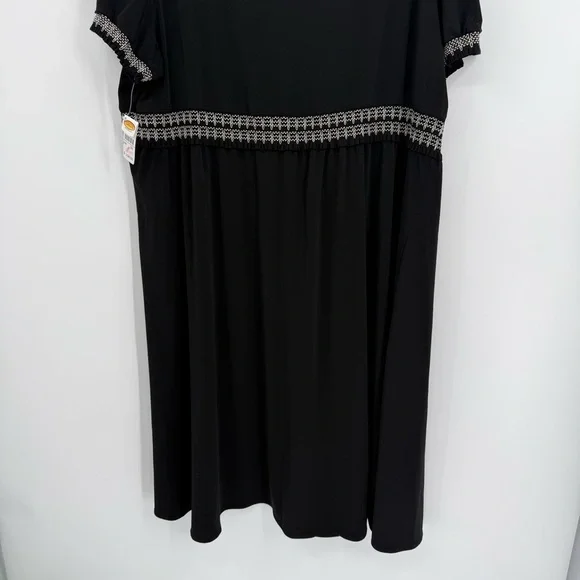 Talbots Short Sleeve Black Dress Size 3X NWT White Accent Faux Wrap Ruffle - Picture 9 of 10